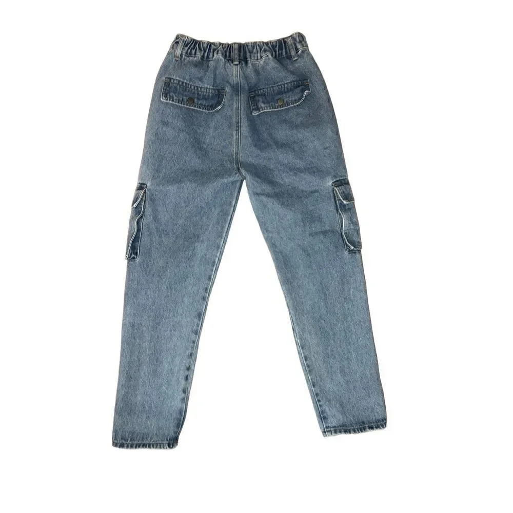 Q2 Light Denim Straight Jeans Ripped With Side Pockets Small (size 4 US) - Picture 2 of 8